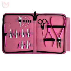 Hair Extensions Stainless Steel Pliers and <b>Needle</b> with 3 Micro Ring Link Beads and PU Leather <b>Case</b> OEM Services - Product Image 4