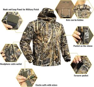Ensemble veste et pantalon de chasse camouflage pour homme, vêtements d'extérieur imperméables en softshell, vêtements d'automne - Product Image 3