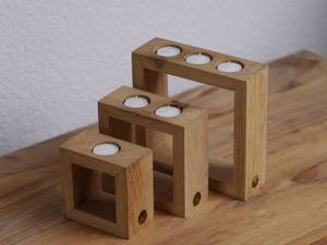 Portavelas de Madera Natural Hecho a Mano, Candelabro Rústico para Decoración del Hogar, Centro de Mesa, Comedor, Dormitorio y Eventos Especiales - Product Image 2