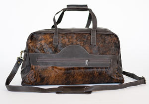 Sac de voyage week-end en cuir de vachette souple avec poils, style western de luxe, fermeture éclair, portable LHDB-0145 - Product Image 5