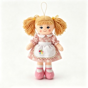 customized Mini hanging rag <b>doll</b>, blonde pigtail cloth <b>doll</b>, plush girl <b>doll</b> ornament, floral dress fabric <b>doll</b> - Product Image 6