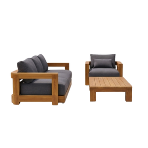 ARTERRA - Juego de Sofás Modernos de Exterior de Primera Calidad, Grupo Seccional de Teca con Cojines y Mesa, 8 Plazas, Muebles de Lujo para Jardín, Sala de Estar y Patio - Product Image 1