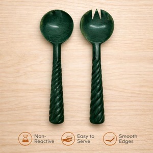 Cuchara para ensalada de resina hecha a mano, juego de cuchara y tenedor de resina para servir ensaladas, para el hogar y la cocina, de la India. - Product Image 2