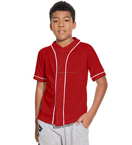 Uniforme de sport pour enfants Maillot de baseball boutonné solide Haut court avec motif rayé Anti-boulochage pour garçons filles Softball - Product Image 2