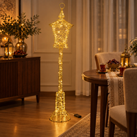 Petite lanterne de rue en bois avec fil doré, base cloche pagode, lumières féeriques LED à piles, décoration maison Ramadan Aïd, nouveauté