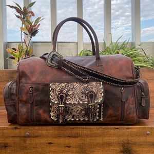 OEM Sac de voyage personnalisé de grande capacité Sacs polochons à bandoulière portables multifonctions Sac polochon en cuir de vache véritable de haute qualité - Product Image 3