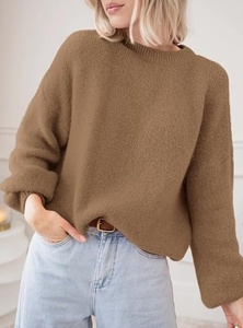 Pull-over en tricot à col rond pour femme Shagaf Sports Wear, couleur unie, manches longues, décontracté pour l'automne, 52% polyester recyclé, 220g, à enfiler - Product Image 3