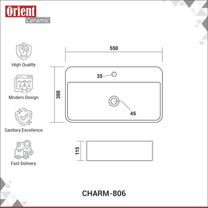 Lavabo de Cerámica Premium de Alta Calidad para Uso Doméstico y Hotelero, Lavabo de Sobremesa de Lujo para Baño - Product Image 3