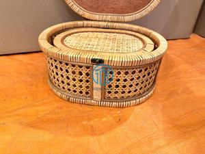Oval Handwoven Rattan <b>Storage</b> <b>Box</b> with Cane Webbing, Artisanal Wicker <b>Decorative</b> <b>Box</b> with Secure Metal Clasp - Product Image 5