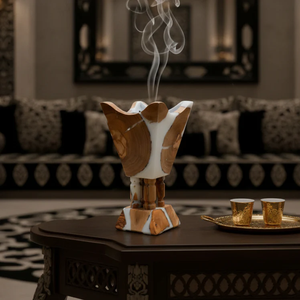 Hand-Made Sandalwood Incense Burner <b>with</b> Green Brown Resin Inlay Eco-friendly & Natural Religious Aromatic <b>Diffuser</b> for Home Use - Product Image 3