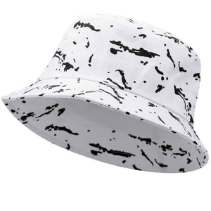 Unisex Black White Splatter Print Bucket Hat Digital Printing Casual Style Adult Spring Summer Wear - Product Image 6