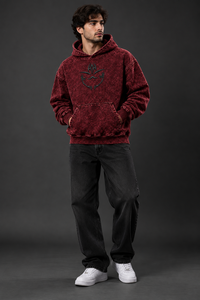 Sweat-shirt à capuche bordeaux délavé pour homme, motif graphique personnalisé, coupe oversize, streetwear, molleton décontracté, vêtements OEM en gros - Product Image 6
