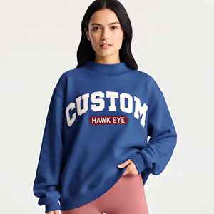 Custom Logo Women's Soft Cotton Mock Neck Streetwear Embroidered <b>Jumper</b> Fleece Oversized <b>Pullover</b> Women Mockneck Sweatshirt - Product Image 1