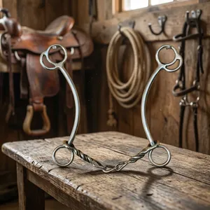 Bocado de freno para caballo western de acero inoxidable y cobre con cadena y vástago largo, varios tamaños - Product Image 3