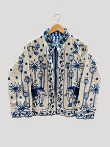 Luxury Embroidered Velvet Suzani <b>Jacket</b> With Elephant pattern Full Sleeve Stand Collar Women's Winter Coat Handmade <b>Patchwork</b> - Product Image 5