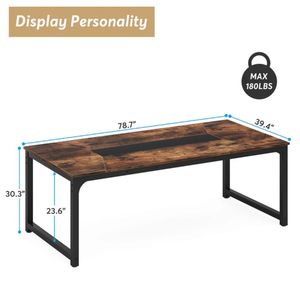 Juego de Mesa de Comedor Rectangular Moderno con Tablero de Madera y Patas de Metal Negro, Mesa de Cocina Industrial con Sillas para el Hogar y Hoteles - Product Image 2