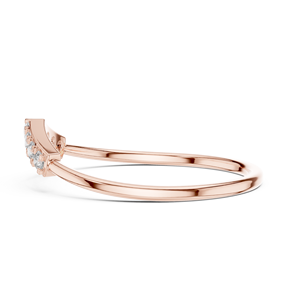 Bague de mariage en or rose incurvée avec diamant de laboratoire pour femme, empilable, en forme de V, cadeau d'anniversaire - Product Image 4