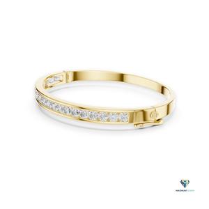 3.465 CT Yellow <b>Gold</b> Round Lab Grown Diamond Channel Set <b>Bangle</b> Bracelet in 18K 14K <b>Solid</b> <b>Gold</b> - Product Image 4