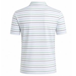 Camiseta Polo Sublimada a Rayas Blancas y Verdes para Hombre, Manga Corta, Estilo Atlético Moderno, Ropa Deportiva Cómoda para Golf - Product Image 2