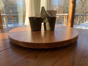 Wood Double Tier Rotating Tray Smooth-Spin Lazy Susan for <b>Tabletop</b> Spice Serving - Product Image 4