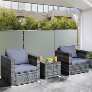 Set di mobili da giardino in rattan da 3 pezzi con divano bistrò e cuscini - Product Image 3