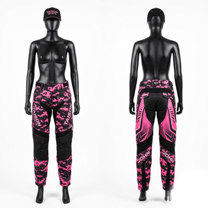 Premium 280 GSM Polyester Spandex <b>Paint</b> <b>Ball</b> Pant Pink Black Camo Reinforced Panels Custom Sublimation Logo - Product Image 1