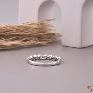 Lab Grown Diamond Sterling <b>Silver</b> Rhodium Plated <b>Eternity</b> Band | 0.81 CT Lab Grown Diamond <b>Ring</b> | 3.00 MM Brilliant Cut | - Product Image 5