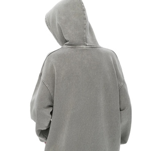 บริการ OEM แบบกำหนดเอง เสื้อฮู้ดดี้ผู้หญิงสไตล์ล่าสุด ล้างสีแบบแอซิด สำหรับฤดูหนาว ปักโลโก้ตามสั่ง ป้องกันการเลื่อนตำแหน่งลายปัก - Product Image 5