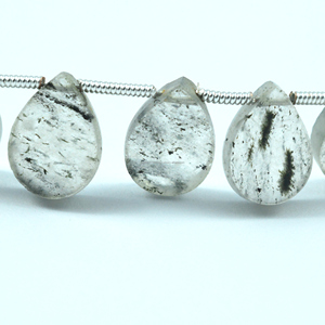 Premium Black Rutile Natural Stone Flat Pear Shape Gemstone <b>Beads</b> for Creative Jewelry Making Smooth Strand Use - Product Image 3