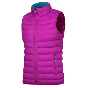Men's Stand Collar Puffer <b>Vest</b> Zipper Front Waterproof Windproof Casual Outerwear Solid Color Winter Regular Fit 100% Polyester - Product Image 6