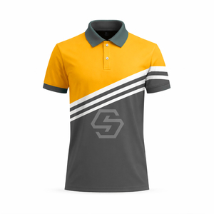 Polo pour homme OEM à manches courtes, respirant, en polyester, design rayé, logo imprimé par transfert thermique sur le devant - Product Image 6
