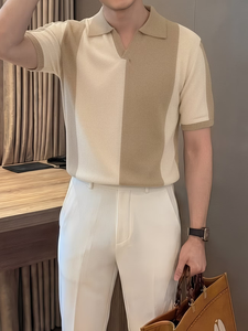 Camiseta de Verano de Manga Corta para Hombre, Estilo Casual, Deportivo, Vintage, con Rayas en Contraste, Servicio OEM - Product Image 6