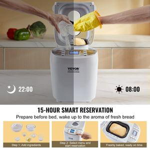Piattaforma per pane programmabile digitale 15-in-1 padella in ceramica antiaderente Capacità di pasta 3 libbre pane integrale senza glutine con 3 pagnotta - Product Image 5