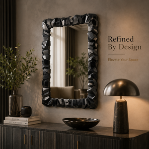 Luxury Black Geometric Wall <b>Mirror</b> Modern Textured <b>Rectangular</b> Accent <b>Mirror</b> Artistic Designer Frame <b>Mirror</b> for Home,Living Room - Product Image 3