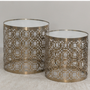 Modern <b>Round</b> Metal <b>Coffee</b> <b>Table</b> with Glass Top <b>Nesting</b> Design Living Room Furniture Decorative Accent <b>Table</b> - Product Image 3