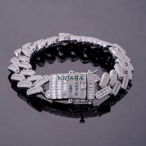 Bracelet pour homme en diamant de laboratoire très demandé, finition plaquée or blanc, bijou élégant et tendance à prix compétitif - Product Image 1