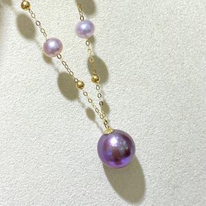 Collar de Perlas Dobles de Oro G18k, Versátil, de Alta Calidad, Perlas Redondas Naturales de 8-9 mm y 10-11 mm, Selección Perfecta - Product Image 2