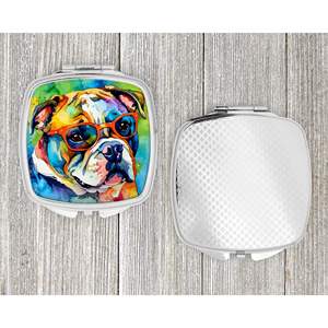 Bulldog Inglés Hippie Dawg compacto plegable de mano espejo de maquillaje portátil de viaje espejo decorativo para mujeres niñas regalo de bolsillo - Product Image 4