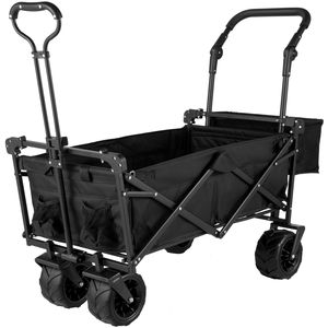 Carrello da Giardino Pieghevole Extra Large con Tettuccio Rimovibile, Carrello Utilitario Pieghevole con Vano Portaoggetti Posteriore per Campeggio - Product Image 3
