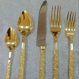 Gold Plated Flatware <b>Set</b> Stainless Steel Silverware Cutlery <b>Set</b> Creative Design Handle High Quality Luxury Cutlery Kitchenware - Product Image 1