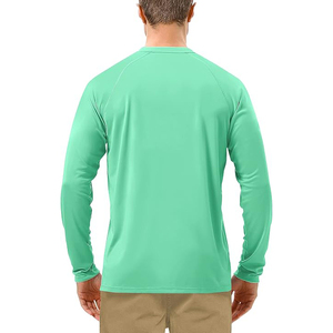<b>Mens</b> Trendy Mint Green Long Sleeve Rash Guard Swim Shirt Breathable Lightweight UV Sun Protection <b>Top</b> - Product Image 2