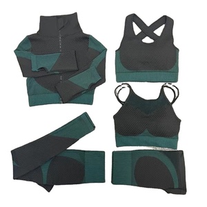 Conjunto de Yoga para mujer, mallas de cintura alta y Top corto, ropa deportiva de verano para mujer, ropa de entrenamiento, gimnasio, Sujetador deportivo incluido, mallas - Product Image 1