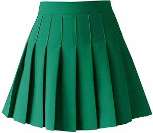 Mini-jupe plissée verte pour femme, taille normale, couleur unie, confortable, en polyester tissé, style toutes saisons - Product Image 5