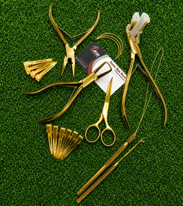 Kit d'outils pour extensions capillaires micro-anneaux plaqué or en acier inoxydable avec étui à fermeture éclair, pinces, ciseaux et outil à boucles - Product Image 6