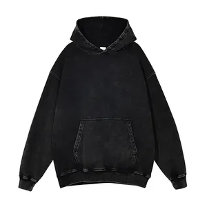 เสื้อฮู้ดดี้แบบแห้งเร็ว ระบายอากาศได้ดี ล้างสีแบบแอซิดวอช พิมพ์ลายตามสั่ง ผ้าคอตตอนผสม โลโก้ราคาสูง ดีไซน์ล่าสุด เสื้อฮู้ดดี้ผู้ชายแบบล้างสีแบบแอซิดวอช - Product Image 6