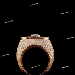 Anillo de Diamante Moissanite de Plata 925 con Halo Doble Baguette, Anillo de Lujo para Hombre, Estilo Hip Hop Audaz - Product Image 4