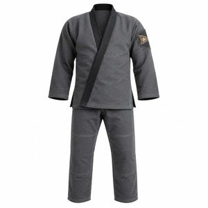 Kimono Gris para BJJ, 100% Algodón, Corte Regular, Ropa de Artes Marciales para Hombre Adulto, Duradero, Logotipo en la Manga Izquierda - Product Image 1