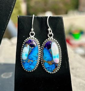 Pendientes Colgantes de Turquesa Azul, Plata de Ley 925, Minimalistas, Hechos a Mano, con Piedras Preciosas, Regalo - Product Image 3