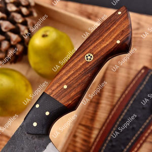 Couteau de chef professionnel en acier Damas forgé à la main, ambidextre, manche ergonomique en bois de rose, bolster en G10 Micarta, étui inclus - Product Image 3