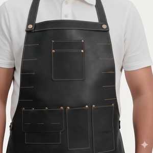 High Quality Handmade Leather <b>Apron</b> for BBQ Grill <b>Kitchen</b> Custom Logo Bulk Supplier Factory Direct LPN-0223 - Product Image 6
